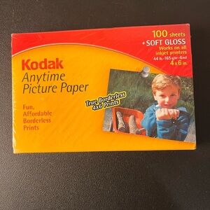 Kodak Anytime Picture Paper  100 Sheets Soft Gloss 4x6inches inkjet printers NEW